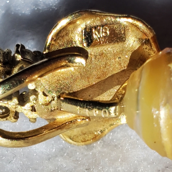 18K YG Golden South Sea & Golden Moss Green Tahitian Pearl Pendant w/ 6 Diamonds - Picture 6 of 8